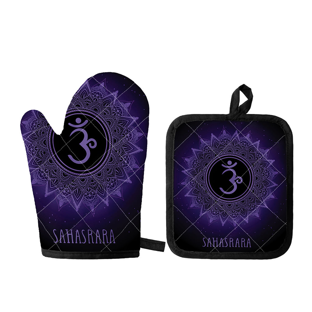 Sahasrara Chakra Symbol Print Oven Mitt And Pot Holder Set