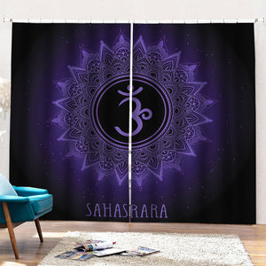 Sahasrara Chakra Symbol Print Pencil Pleat Curtains