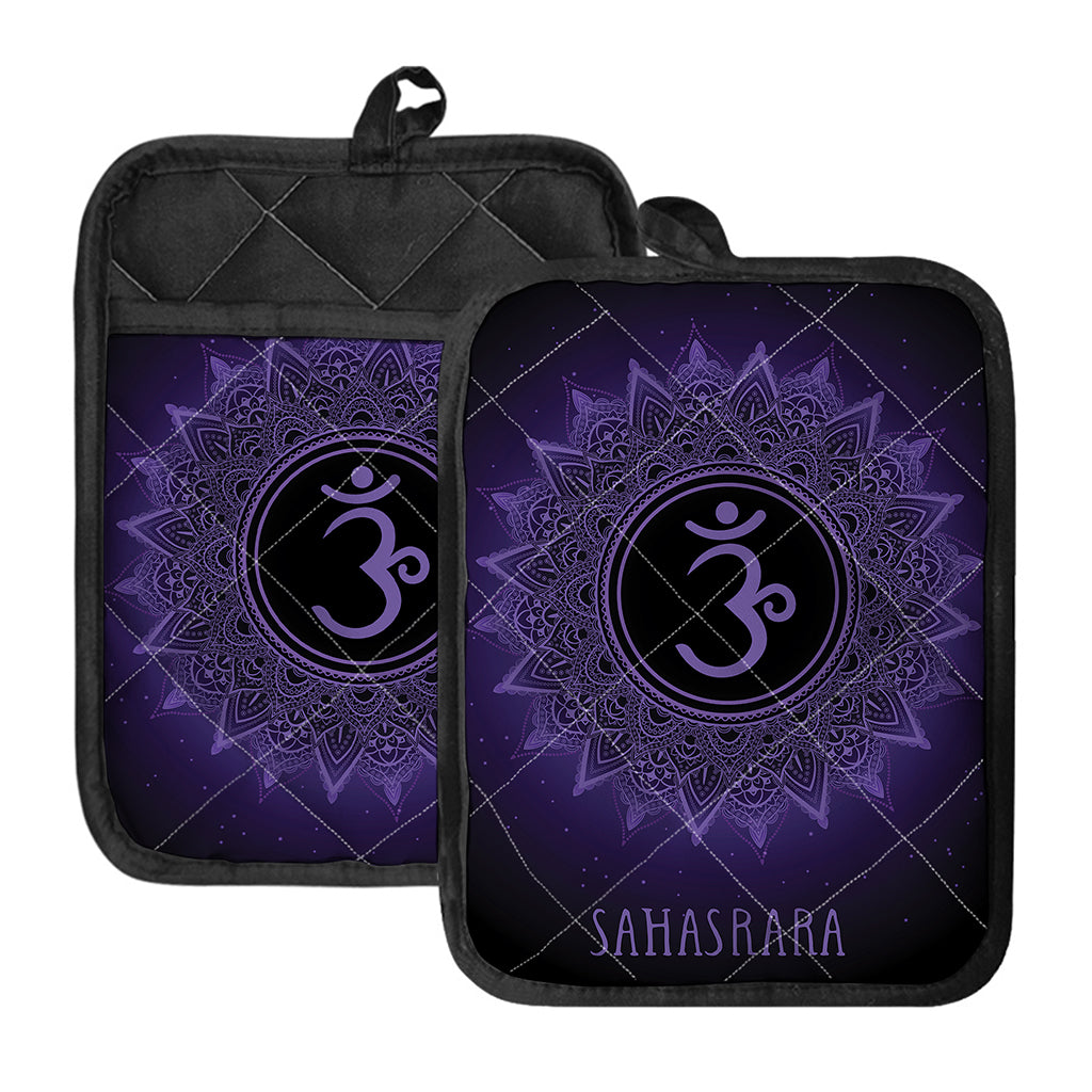 Sahasrara Chakra Symbol Print Pot Holders With Pocket