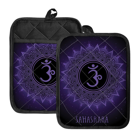 Sahasrara Chakra Symbol Print Pot Holders With Pocket