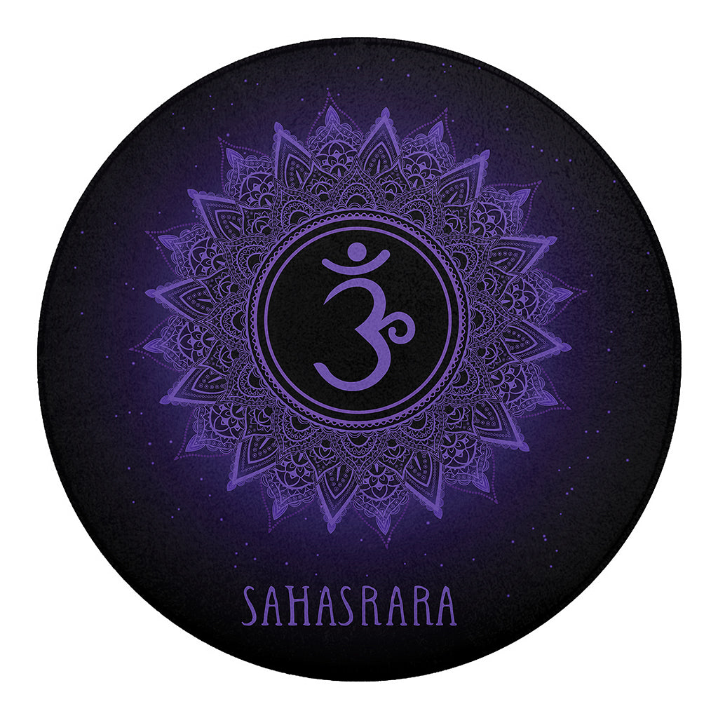 Sahasrara Chakra Symbol Print Round Blanket