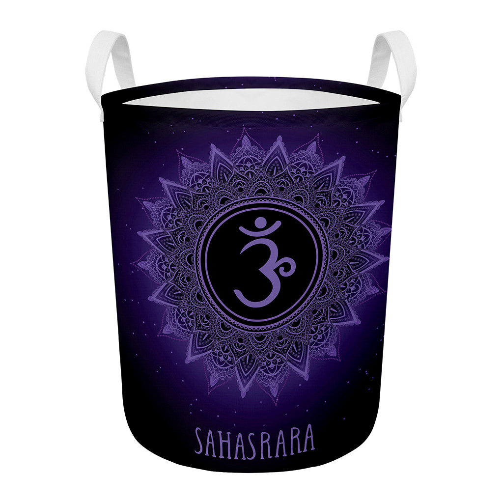 Sahasrara Chakra Symbol Print Round Laundry Basket