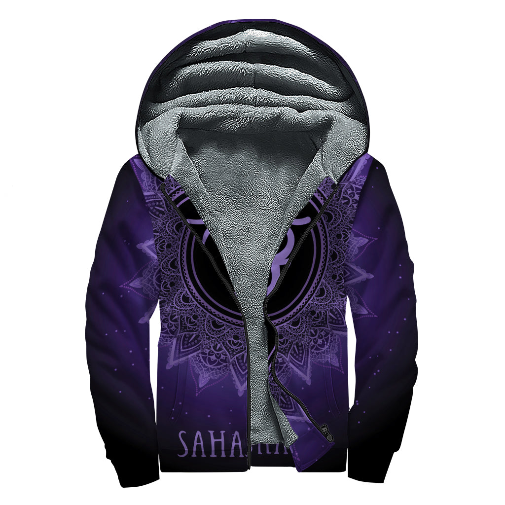 Sahasrara Chakra Symbol Print Sherpa Lined Zip Up Hoodie