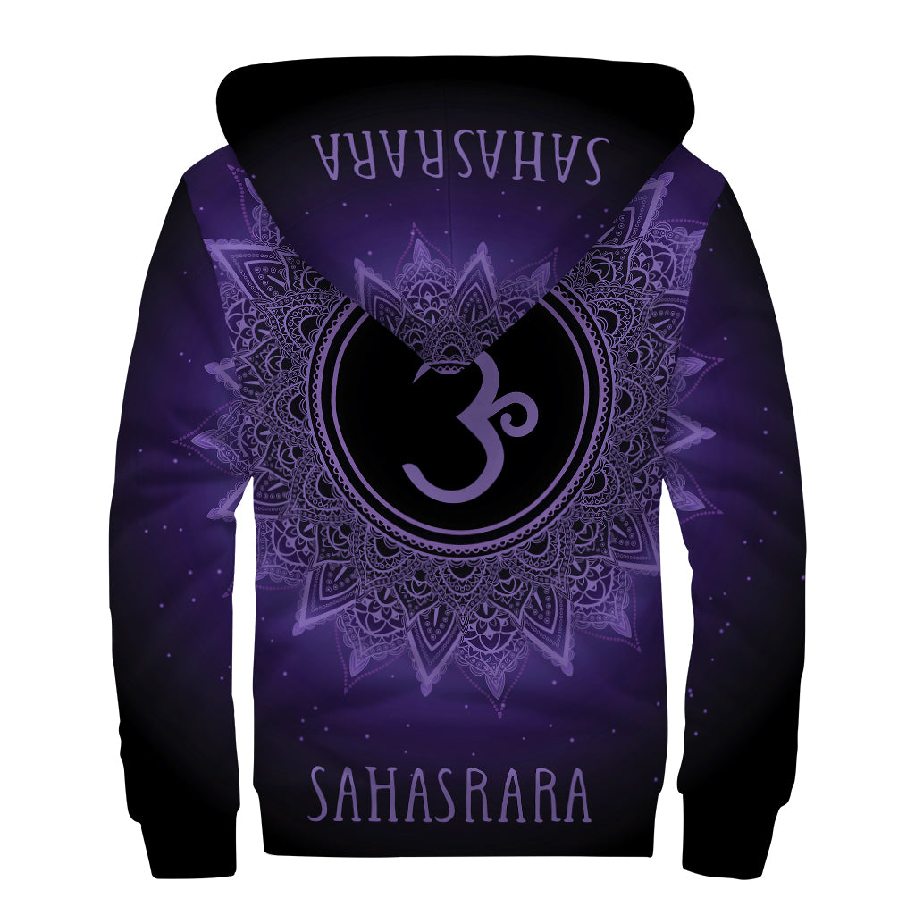 Sahasrara Chakra Symbol Print Sherpa Lined Zip Up Hoodie