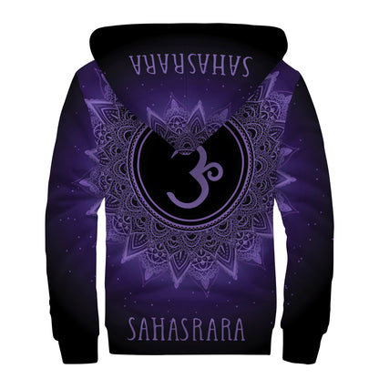 Sahasrara Chakra Symbol Print Sherpa Lined Zip Up Hoodie