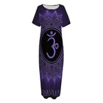 Sahasrara Chakra Symbol Print Short Sleeve Long Nightdress