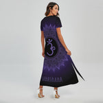 Sahasrara Chakra Symbol Print Short Sleeve Maxi Dress