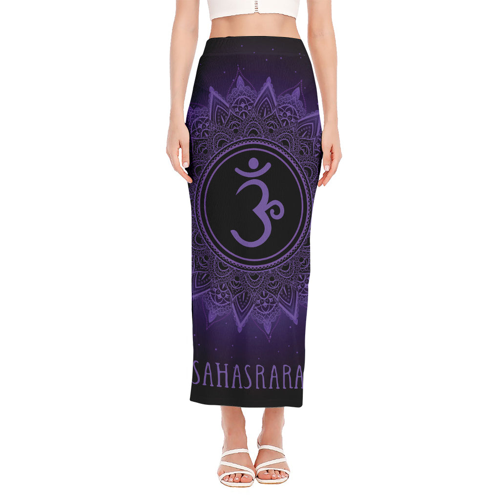 Sahasrara Chakra Symbol Print Side Slit Maxi Skirt
