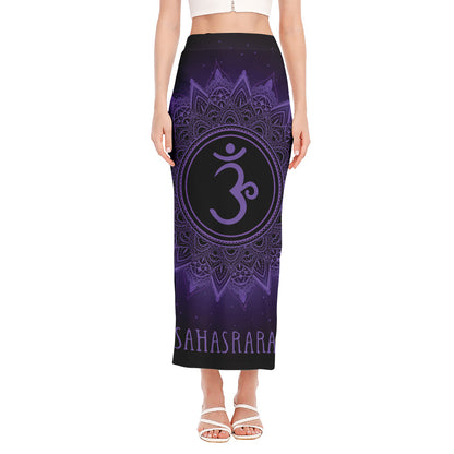 Sahasrara Chakra Symbol Print Side Slit Maxi Skirt