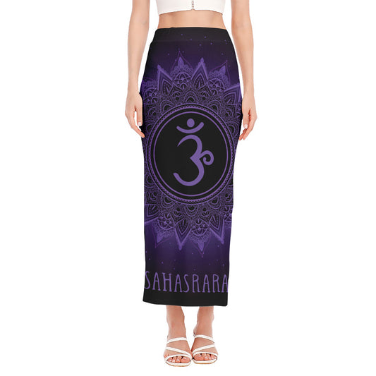 Sahasrara Chakra Symbol Print Side Slit Maxi Skirt