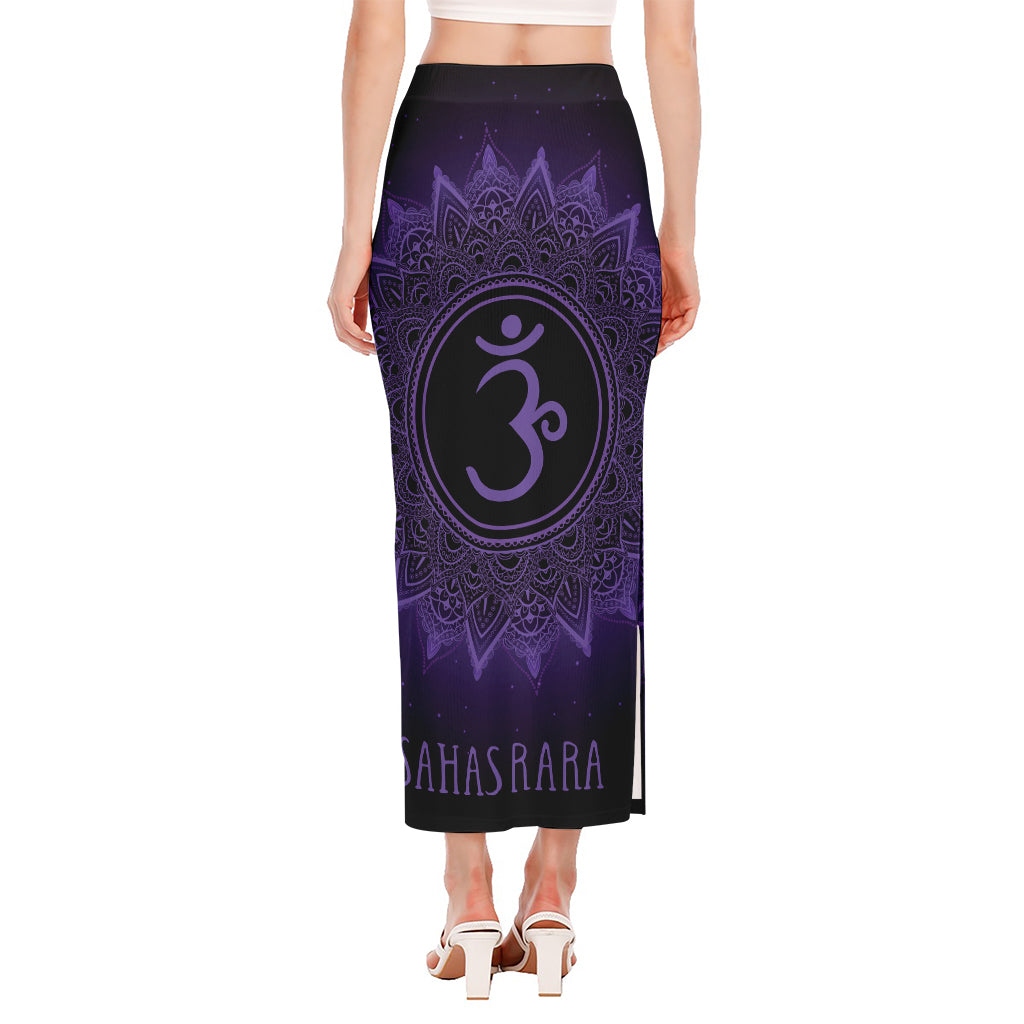 Sahasrara Chakra Symbol Print Side Slit Maxi Skirt