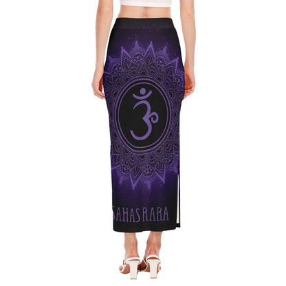 Sahasrara Chakra Symbol Print Side Slit Maxi Skirt