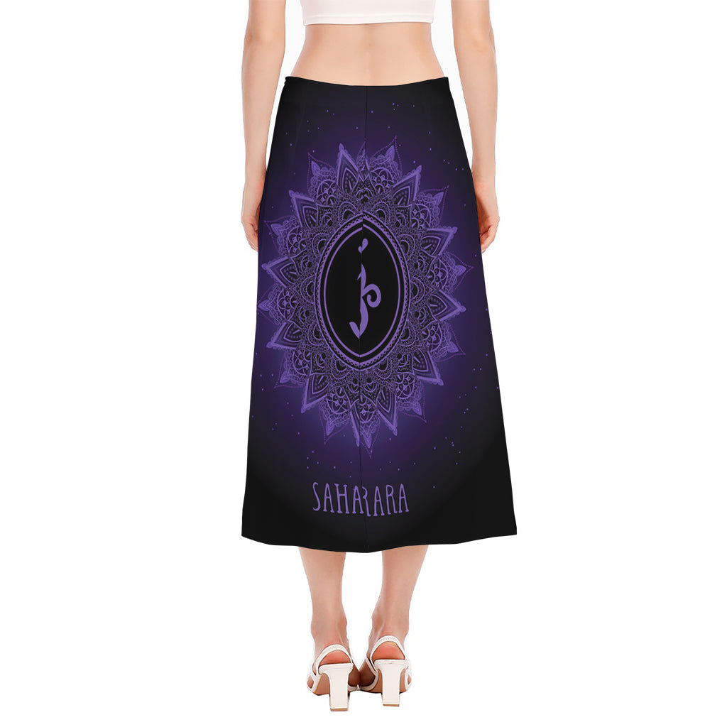 Sahasrara Chakra Symbol Print Side Slit Midi Skirt