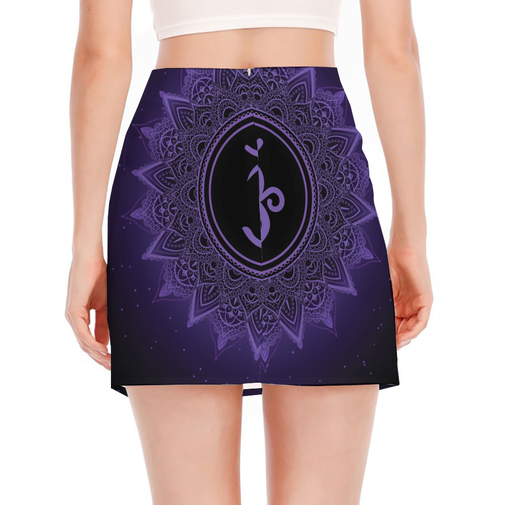 Sahasrara Chakra Symbol Print Side Slit Mini Skirt