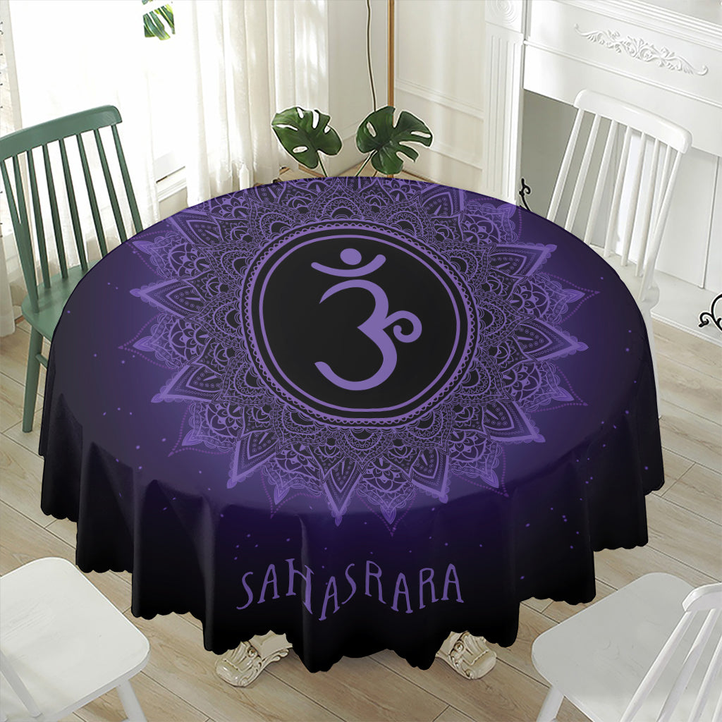 Sahasrara Chakra Symbol Print Waterproof Round Tablecloth