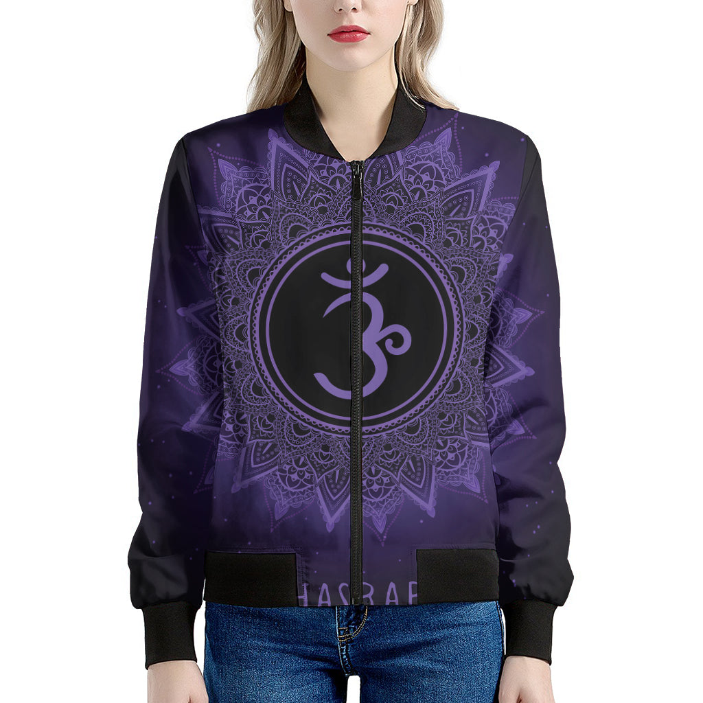 Sahasrara Chakra Symbol Print Women's Bomber Jacket