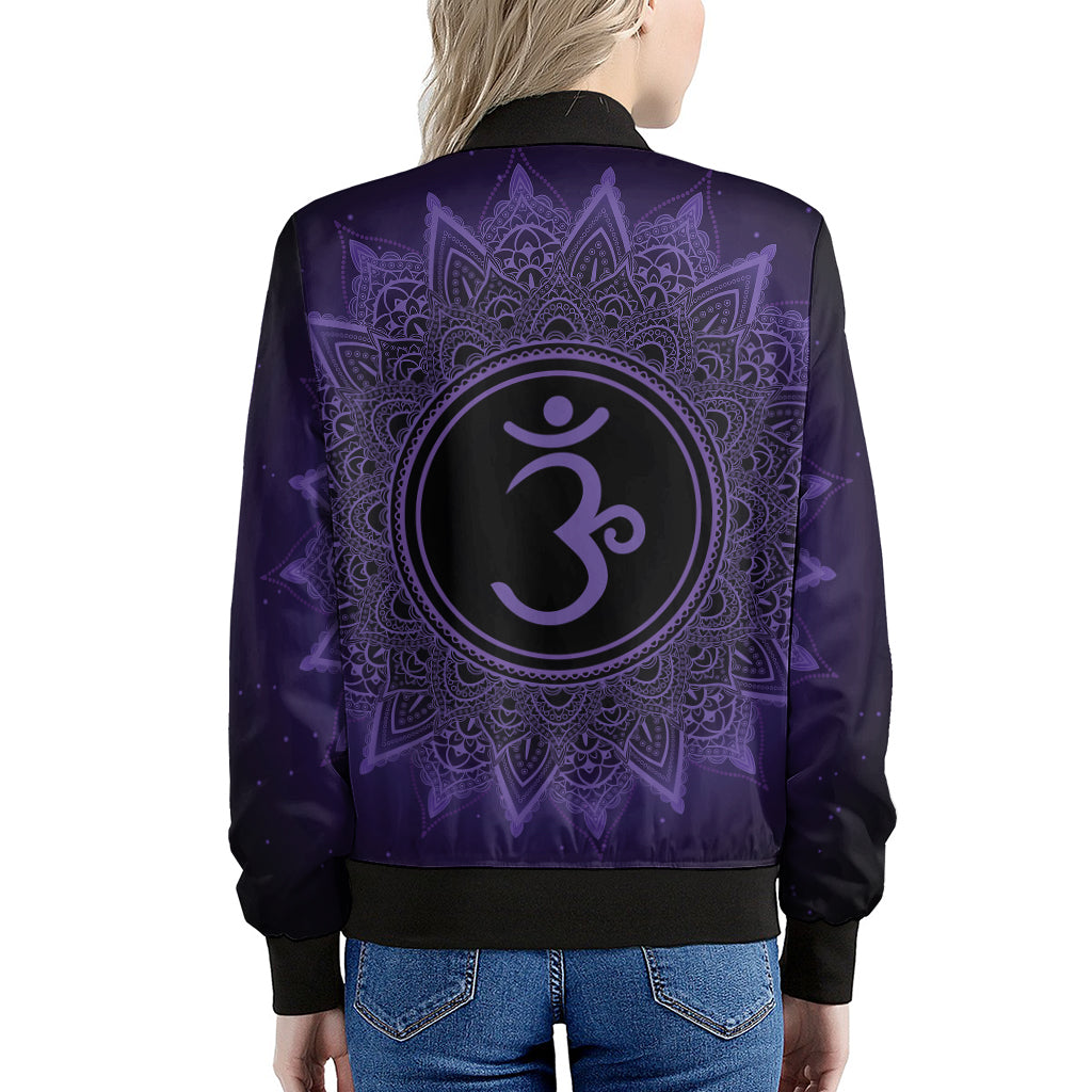 Sahasrara Chakra Symbol Print Women's Bomber Jacket