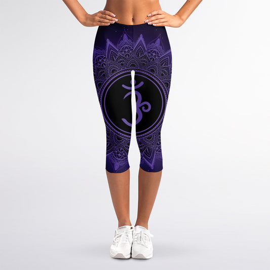 Sahasrara Chakra Symbol Print Women's Capri Leggings