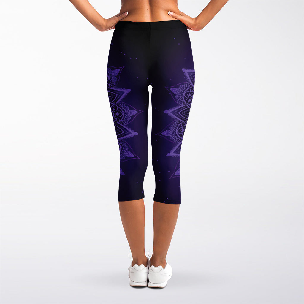 Sahasrara Chakra Symbol Print Women's Capri Leggings