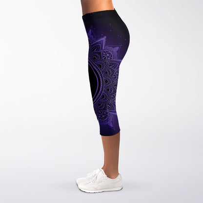 Sahasrara Chakra Symbol Print Women's Capri Leggings