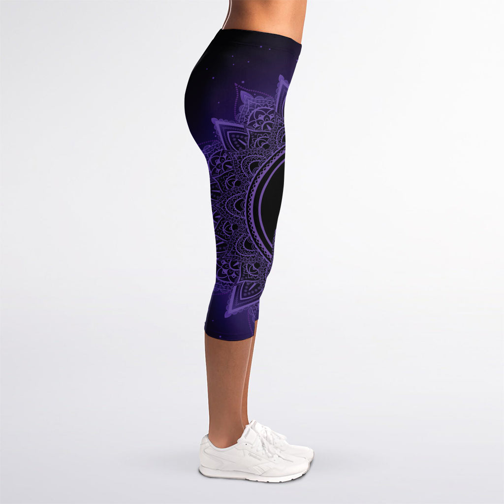 Sahasrara Chakra Symbol Print Women's Capri Leggings