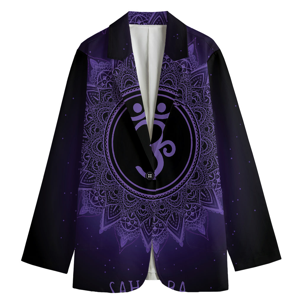 Sahasrara Chakra Symbol Print Women's Cotton Blazer