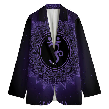 Sahasrara Chakra Symbol Print Women's Cotton Blazer