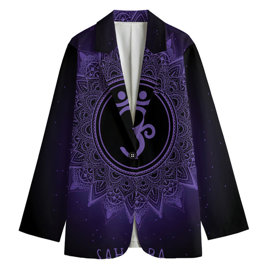 Sahasrara Chakra Symbol Print Women's Cotton Blazer