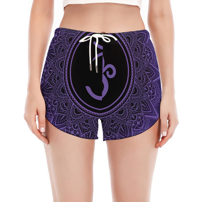 Sahasrara Chakra Symbol Print Women's Split Running Shorts