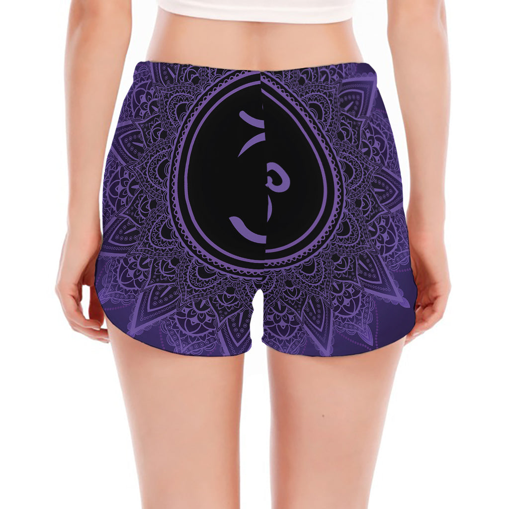Sahasrara Chakra Symbol Print Women's Split Running Shorts