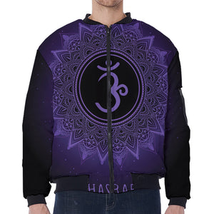 Sahasrara Chakra Symbol Print Zip Sleeve Bomber Jacket