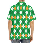 Saint Patrick's Day Argyle Pattern Print Aloha Shirt