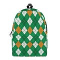 Saint Patrick's Day Argyle Pattern Print School Backpack