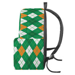 Saint Patrick's Day Argyle Pattern Print Backpack