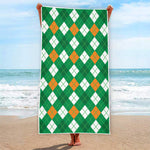 Saint Patrick's Day Argyle Pattern Print Beach Towel