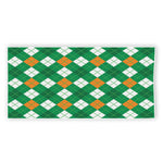 Saint Patrick's Day Argyle Pattern Print Beach Towel