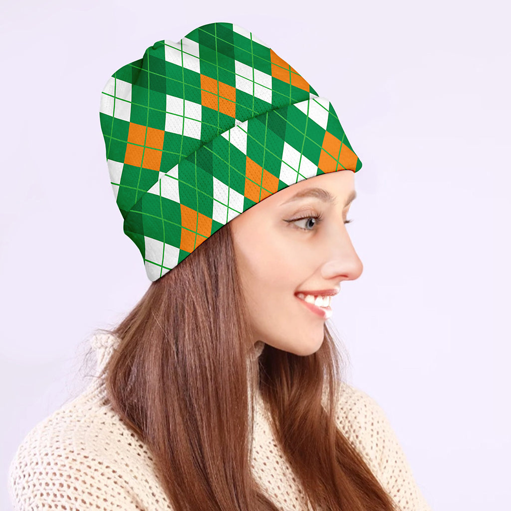 Saint Patrick's Day Argyle Pattern Print Beanie