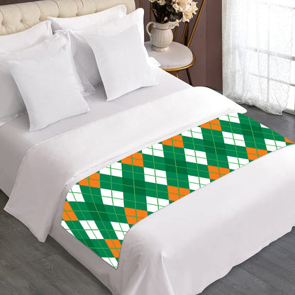 Saint Patrick's Day Argyle Pattern Print Bed Runner