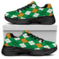 Saint Patrick's Day Argyle Pattern Print Black Chunky Shoes