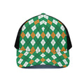 Saint Patrick's Day Argyle Pattern Print Black Mesh Trucker Hat