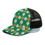 Saint Patrick's Day Argyle Pattern Print Black Mesh Trucker Cap