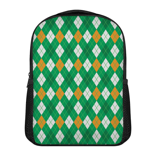Saint Patrick's Day Argyle Pattern Print Casual Backpack