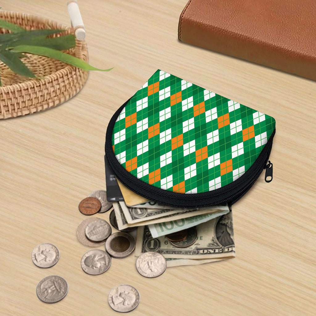 Saint Patrick's Day Argyle Pattern Print Coin Purse
