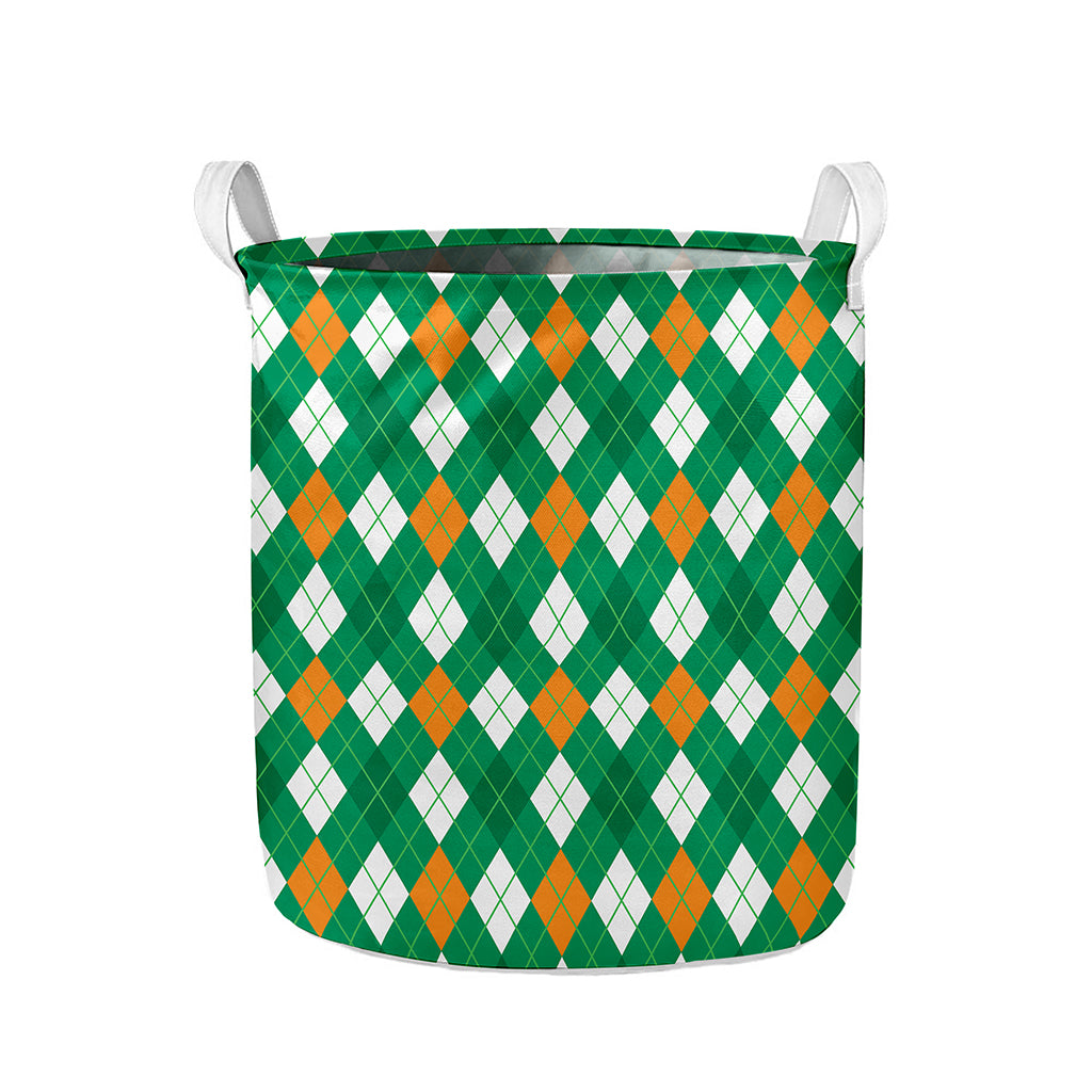 Saint Patrick's Day Argyle Pattern Print Collapsible Laundry Basket