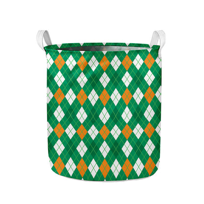 Saint Patrick's Day Argyle Pattern Print Collapsible Laundry Basket