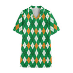 Saint Patrick's Day Argyle Pattern Print Cotton Hawaiian Shirt