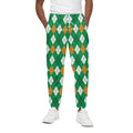 Saint Patrick's Day Argyle Pattern Print Cotton Sweatpants