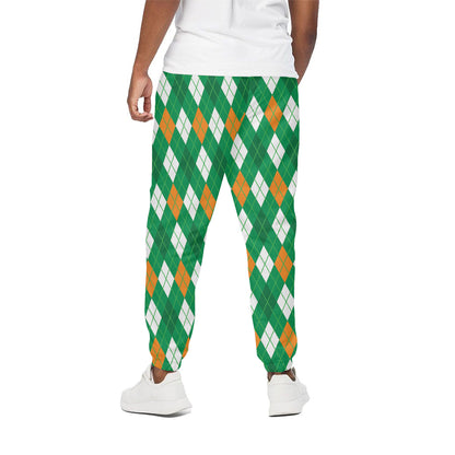 Saint Patrick's Day Argyle Pattern Print Cotton Pants