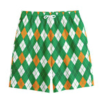 Saint Patrick's Day Argyle Pattern Print Cotton Shorts