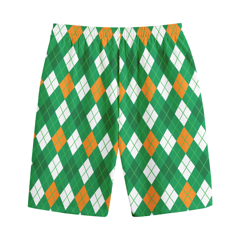 Saint Patrick's Day Argyle Pattern Print Cotton Shorts